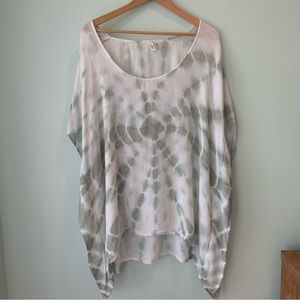 🏷️ Elan Sage Green Tie Dye Rayon Blend lightweight Textured Poncho One Size O/S
